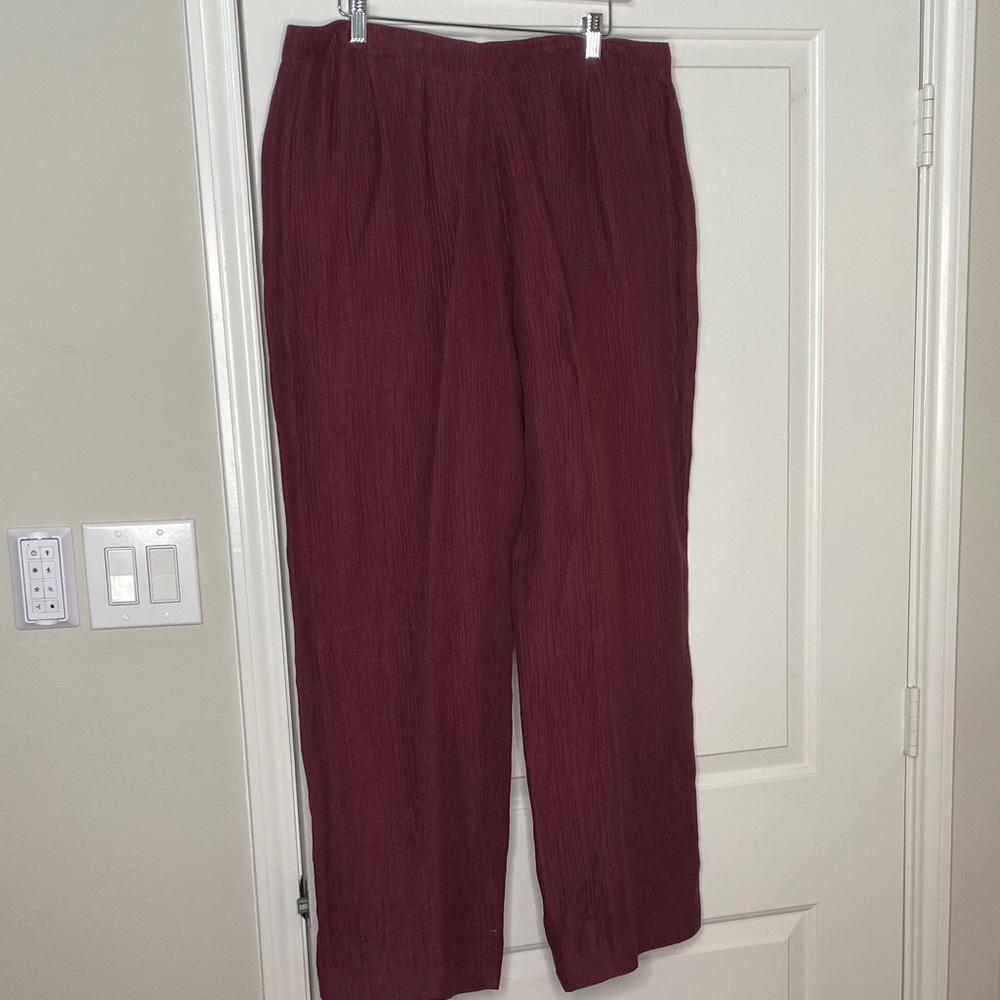 Kate Hill Silk & Linen Burgundy Pants - Picture 5 of 5